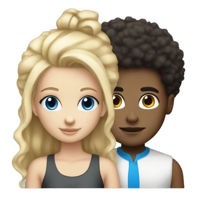 blonde hair blue eyed girl and mixed boy with afro sticker