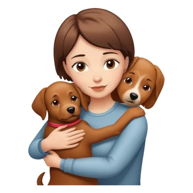 women with short hair hug brown dog sticker