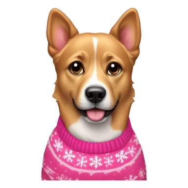 Dog wearing a pink Christmas sweater  sticker