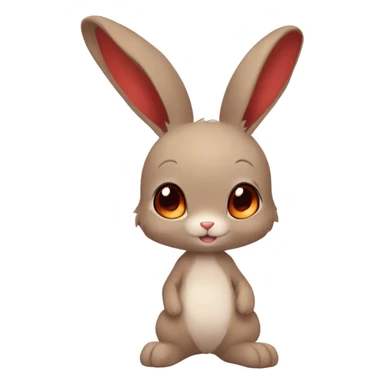 Cute, Anthro, Sona, Dark-Brown, Normal-type-Ground-type Tan-Rabbit-Fakémon with Dark-Red eyes, beige ears, beige belly, beige paws, beige feet, beige freckles, full body sticker
