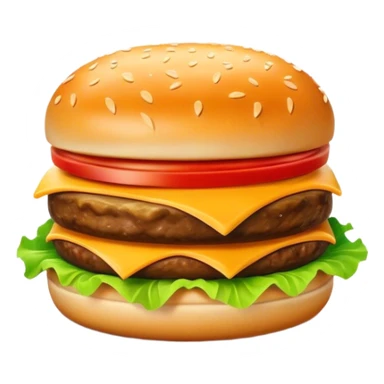 Cinematic Realistic Cheeseburger Dish Emoji, showcasing a juicy burger layered with cheese, lettuce, and tomato on a toasted bun rendered with lifelike detail and vibrant, inviting lighting. sticker