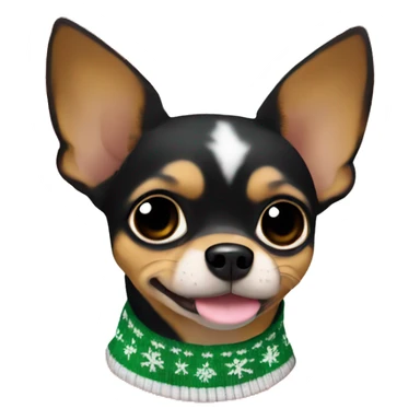 Black brown chihuahua with Christmas sweater laying down  sticker