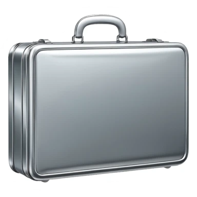 A luxury briefcase emoji made of polished silver chrome, smooth rectangular shape, metallic reflections, minimal high-end design, swag business aesthetic, iOS emoji style, centered, clean white background
 sticker