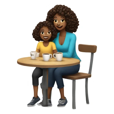 A mom and her daughter drin coffee in a caffe ￼ sticker