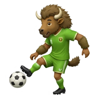 Green bison playing soccer sticker