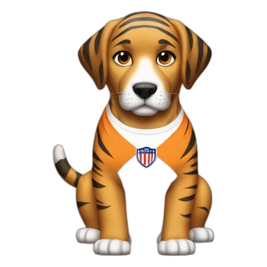 Perro con camiseta del club atletico tigre sticker