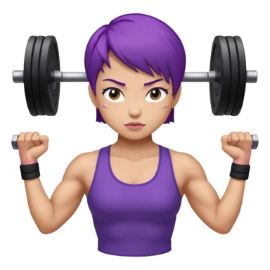 muscularweight lifting female short purple hair asian sticker