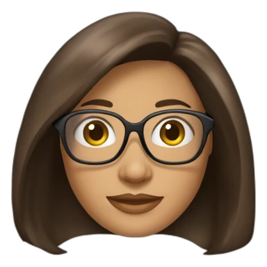 Une femme brune avec un carré, des cheveux lisses et des lunettes sticker