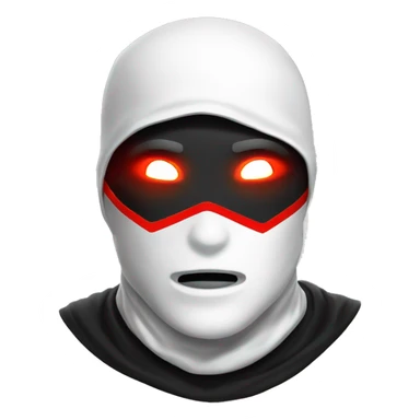 superhero with 3-hole balaclava, white skin, everything black, with glowing red laser eyes sticker