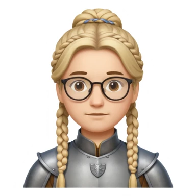knight's with glasses with long boarder & hair bun hair sticker