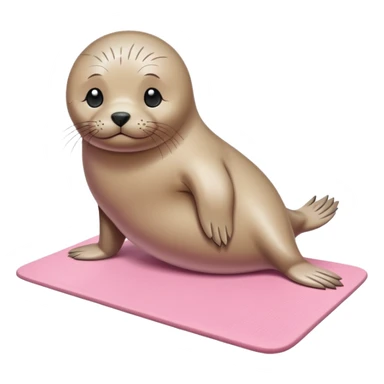 Seal on a light pink yoga mat on the beach sticker