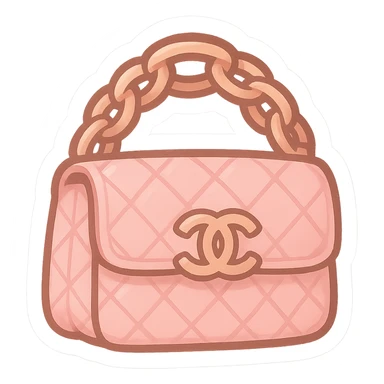 pink Chanel purse, cute and exaggerated chibi stickers style sticker