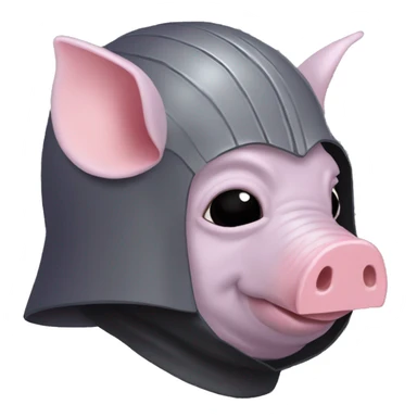 Lavender gray Pig darth Vader mask face pig armadillo walking darth Vader fanned tail feathered tail pig armadillo darth Vader face sticker