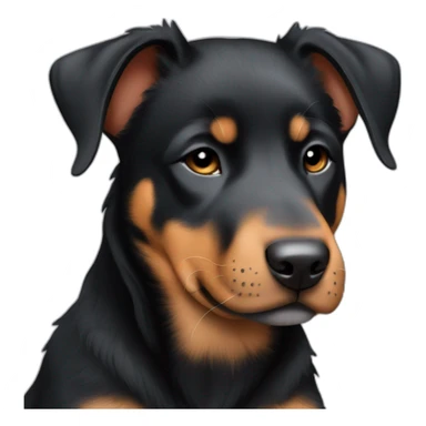 Sleeping black and brown beauceron puppy with white chest and chin sticker