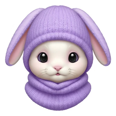 white baby bunny head in a pastel lavender balaclava sticker