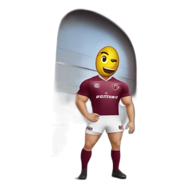 Tout le corps Rugbyman avec un ballon dans la main qui porte le logo du Servette rugby club  sticker