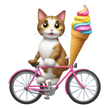 cat riding bike with ice cream  sticker