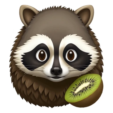 A kiwi with a raccoon's head and human feet sticker