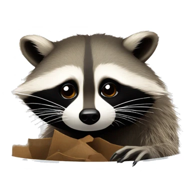 A raccoon digging in the trash sticker