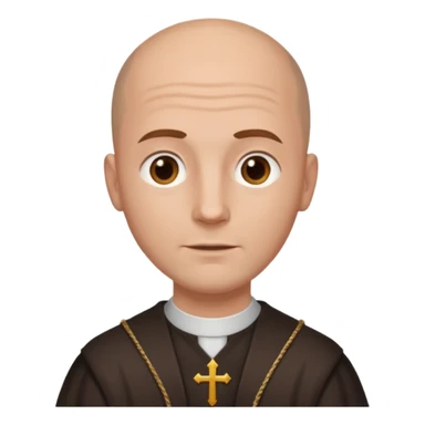 A Catholic rate with medium length brown hair and a bald spot in the middle of his hair sticker