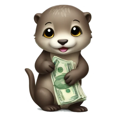 Cute Otter holding money sticker