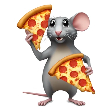 Rat standing on 4 legs with pizza in his mouth sticker