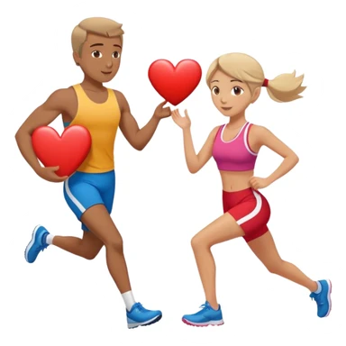 Couple in a relay race passing off a heart. Can you add “Selfwish Break”. Remove his extra arm  sticker