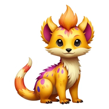 a colorful edgy cute vernid-fionbri-creature with splash patterns full body sticker