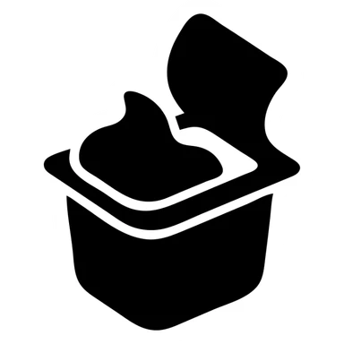 A sauce in a fast food packaging with a green background sticker