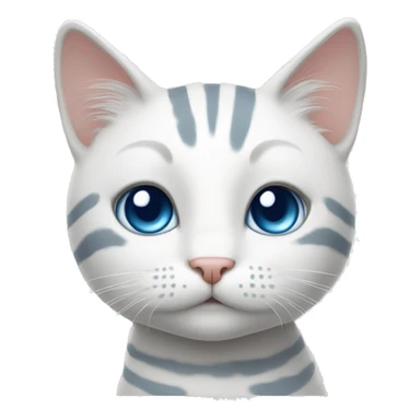 White cat with grey marks and stripes and blue eyes sticker