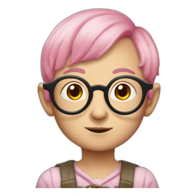 asian dobby house elf with pink hair and glasses sticker
