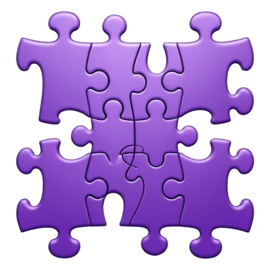 Create an icon of a puzzle for "Featured Projects" on a dark background #22223B. Show multiple puzzle pieces connected together, with one piece slightly separated or highlighted as the final piece. The puzzle pieces should be shades of purple that harmonize with the background. sticker
