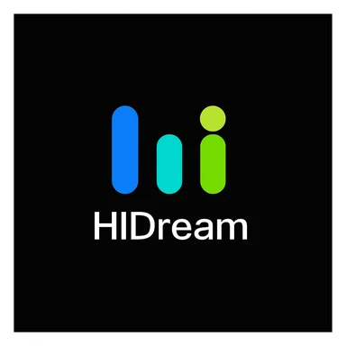 create high dream logo like this with text "HIDream", black background  sticker