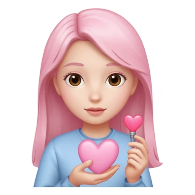 light pink heart with girl holding it sticker