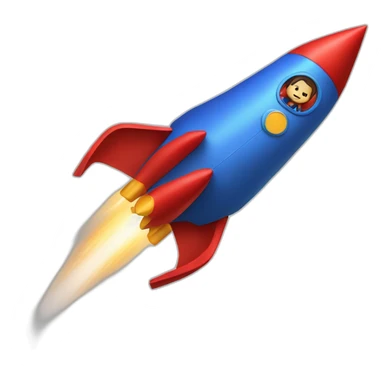 person dressed with a superhero cape but without mask is riding on a rocket sticker