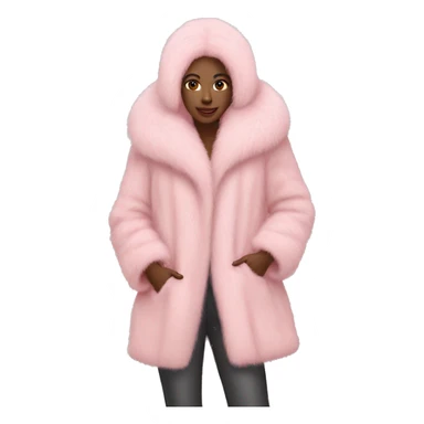 Long pale pink Pink fur coat sticker