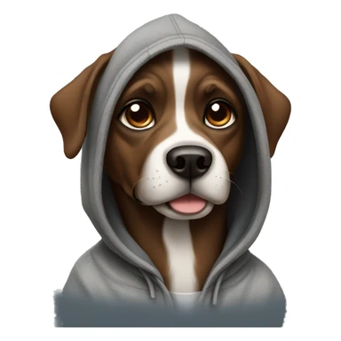 black and brown dog wearing a hoodie sticker