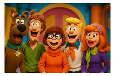 scooby doo sous forme des marionnette style minikeums la célèbre émission française

 sticker