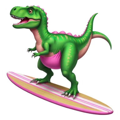 trex wearing a tutu on a surfboard sticker