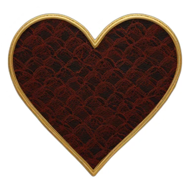 red lace on black leather heart with gold border sticker