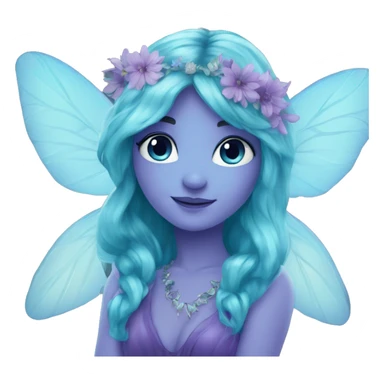 Beautiful,blue flower, fairy, blue, turqoise, silver, purple, long hair, big wings sticker