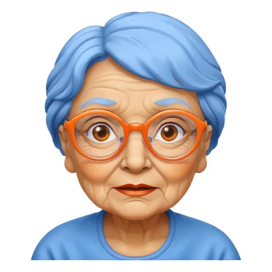 blue skinned orange glassed grandma sticker