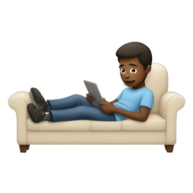 boy laying on couch with his ipad sticker