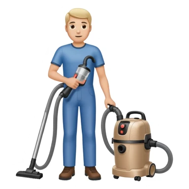 técnico de limpieza hombre sujetando la manguera de una aspiradora de agua sticker