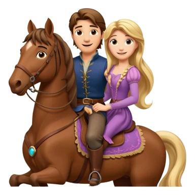 Rapunzel and Flynn Rider, riding on a horse sticker
