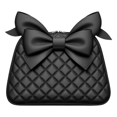 Black quilted cosmetics bag with black bow   sticker