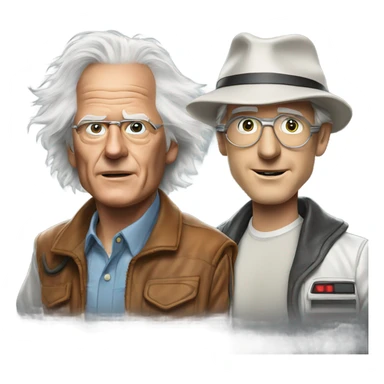 Doc Brown and Marty McFly in the flying DeLorean sticker