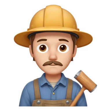 rustic carpenter portrait, head and shoulders only, wood dust on shoulders, rolled-up shirt collar, calm craftsman expression, warm workshop vibe, 3D cartoon, mobile game icon style, clean background, no text, no watermark
 sticker