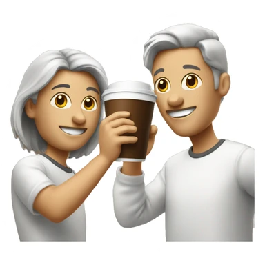 toasting with two cups of cofee sticker