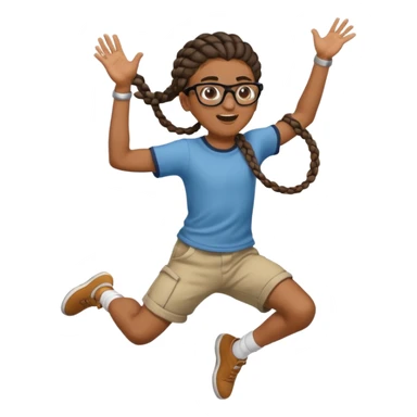 black boy with glasses and braided hair jumping sticker